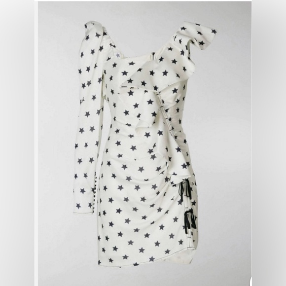 Self-Portrait Black Star White Midi Dress - Picture 3 of 17